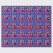 50e Verjaardag foto leuk blauw rood cadeau wrap Cadeaupapier (Vlak)