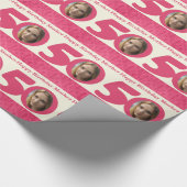 50e verjaardag foto moeder roze omhulling cadeaupapier (Hoek)