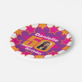 50e verjaardag foto naam roze sterrenpapier bord (Gekanteld)