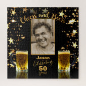50e verjaardag Foto-plaatschaafjes en -bier Legpuzzel (Verticaal)