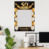50e verjaardag Foto prop Kader Goud Zwart Poster (Thuiskantoor)