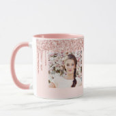 50e verjaardag foto roze roos goud druppels mok (Links)