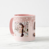 50e verjaardag foto roze roos goud druppels mok (Voorkant links)