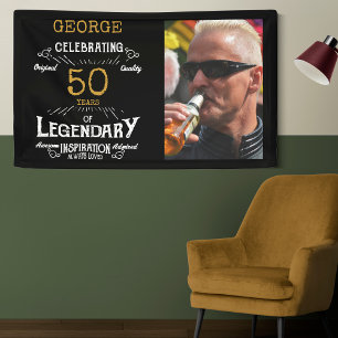 50e verjaardag foto template Legendary Spandoek