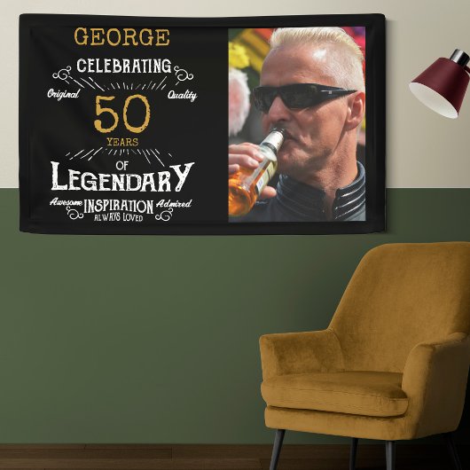 50e verjaardag foto template Legendary Spandoek