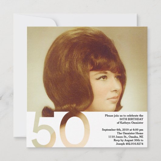 50e verjaardag foto uitnodiging - 5.25 x 5.25 (Voorkant)