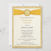 50e verjaardag Foto-uitnodigingen - Gold Damask Kaart (Achterkant)