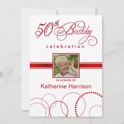 50e verjaardag Foto-uitnodigingen - met Monogram Kaart (Voorkant)