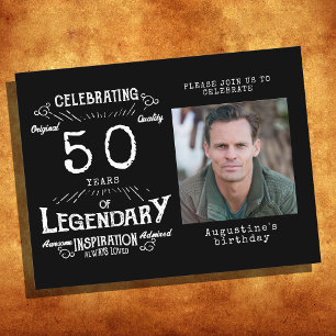 50e verjaardag Foto van Black  Birthday Invites Briefkaart