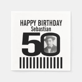 50e verjaardag foto zwarte streep foto servetten