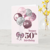 50e verjaardag Fotoballonnen Kaart (Gele Bloem)