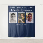 50e verjaardag fotocollage achtergrond banner wandkleed (Voorkant)