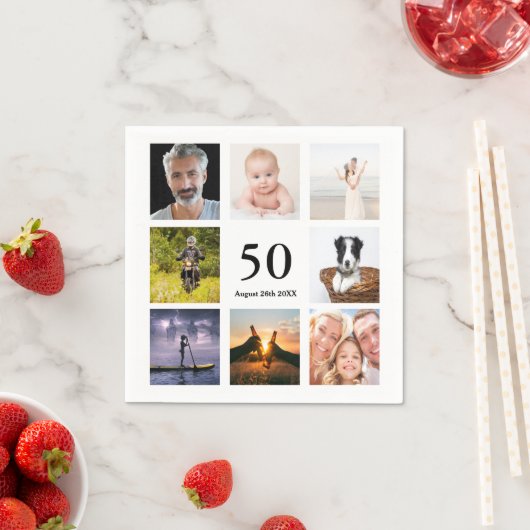 50e verjaardag fotocollage jongens servet (Insitu)