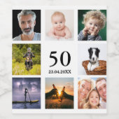 50e verjaardag fotocollage man wijn etiket (Enkel label)