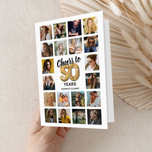 50e verjaardag fotocollagekaart