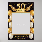 50e verjaardag Fotoprop Lijst Gold Black Poster (Voorkant)