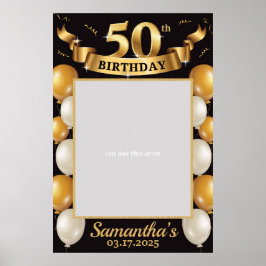 50e verjaardag Fotoprop Lijst Gold Black Poster
