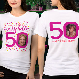 50e verjaardag foto's roze gele confetti stippen Tri-Blend shirt