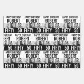 50e verjaardag foto's zwart wit inpakpapier vel (Voorkant)