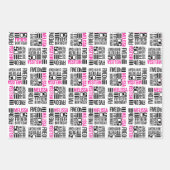 50e verjaardag foto's zwart-wit roze inpakpapier vel (Voorkant 3)