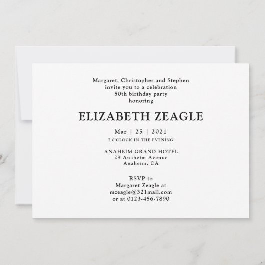 50e verjaardag Fotosjabloon uitnodiging (Achterkant)