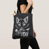 50e verjaardag, Foxy op 50, Fox / Vixen Black Whit Tote Bag (Dichtbij)