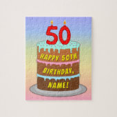 50e verjaardag: Fun Cake and Candles + Custom Name Legpuzzel (Verticaal)