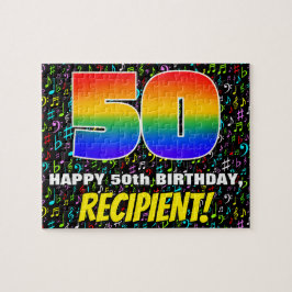 50e verjaardag — Fun, Colorful Music Symbols & "50 Legpuzzel