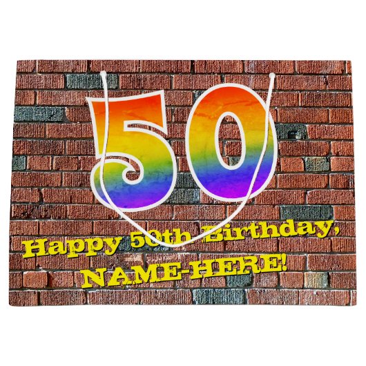 50e verjaardag: Fun, door graffiti geïnspireerde r Groot Cadeauzakje (Voorkant)