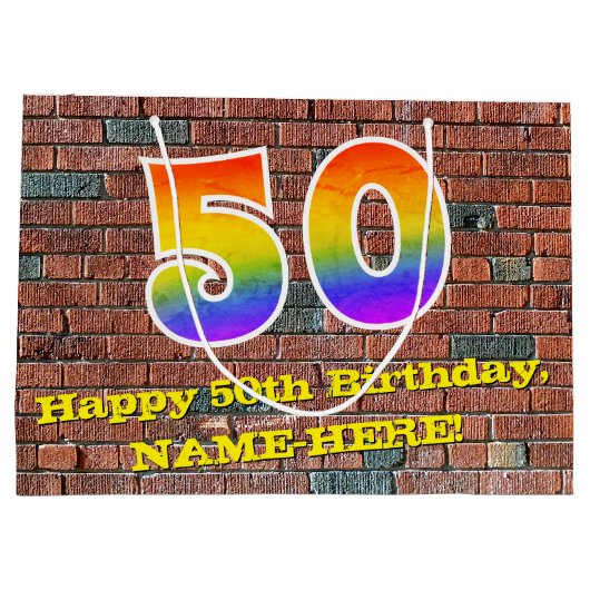 50e verjaardag: Fun, door graffiti geïnspireerde r Groot Cadeauzakje (Achterkant)