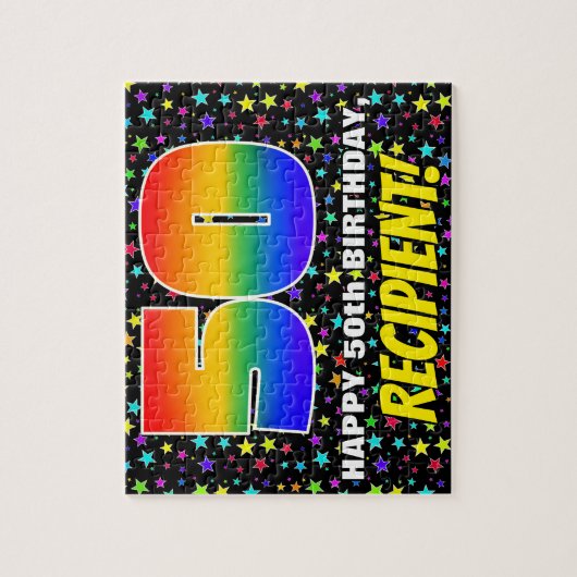 50e verjaardag — Fun, kleurrijk Star Field Pattern Legpuzzel (Verticaal)