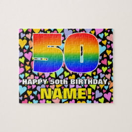 50e verjaardag — Fun, liefhebbende hartvormen + "5 Legpuzzel