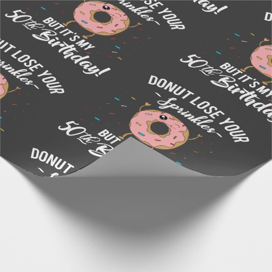 50e verjaardag Funny Donut 50 jaar oude partij Cadeaupapier (Hoek)