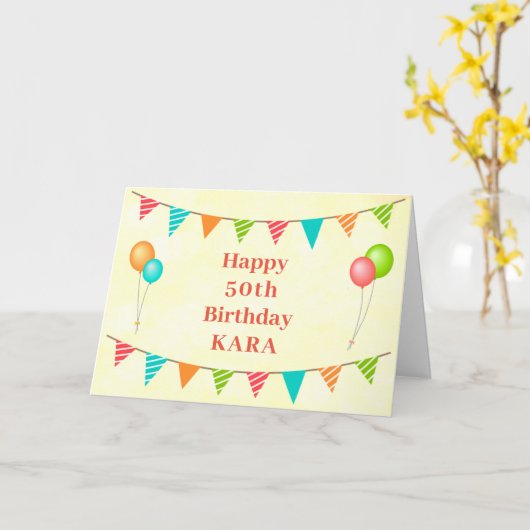 50e verjaardag Funny Humoureuzen Voeg naam toe Kaart (Gele Bloem)