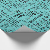50e verjaardag Funny Sayings Gift Wrap - Blauwgroe Cadeaupapier (Hoek)