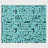50e verjaardag Funny Sayings Gift Wrap - Blauwgroe Cadeaupapier (Vlak)