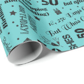 50e verjaardag Funny Sayings Gift Wrap - Blauwgroe Cadeaupapier (Rol Hoek)
