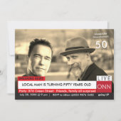 50e verjaardag Funny TV News Arnold Schwarzenegger Kaart (Voorkant)