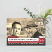 50e verjaardag Funny TV News Arnold Schwarzenegger Kaart (Staand voorkant)