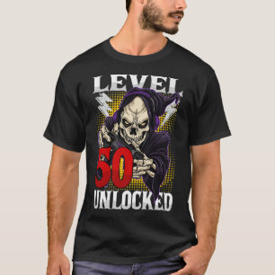50e verjaardag Gamer Skelet Level 50 Unlocked Gam T-shirt