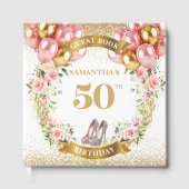  50e verjaardag gastenboek gouden glitter hakken (Voorkant)