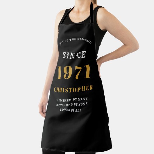 50e verjaardag Geboren 1971 Zwart Goud Man Schort (Insitu)