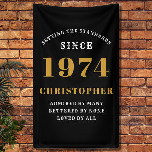 50e Verjaardag Geboren 1974 Naam Toevoegen Zwart G Spandoek