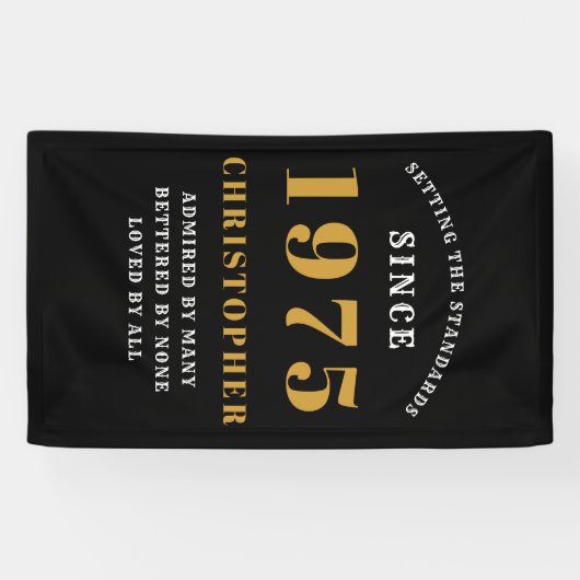 50e verjaardag geboren 1975 Voeg naam toe Zwart Go Spandoek (Horizontaal)