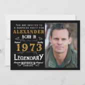 50e verjaardag Geboren in 1973 Black Gold Retro Fo Kaart (Voorkant)