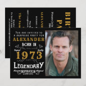 50e verjaardag Geboren in 1973 Black Gold Retro Fo Kaart (Voorkant / Achterkant)