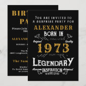 50e verjaardag Geboren in 1973 Black Gold Retro Kaart (Voorkant / Achterkant)