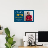 50e verjaardag Geboren in 1973 Voeg de blauwe goud Poster (Thuiskantoor)