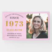 50e verjaardag Geboren in 1973 Voeg de naam Roze g Spandoek (Horizontaal)