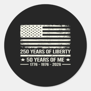50e verjaardag Geboren in 1976 Amerikaanse vlag 25 Ronde Sticker